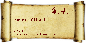 Hegyes Albert névjegykártya